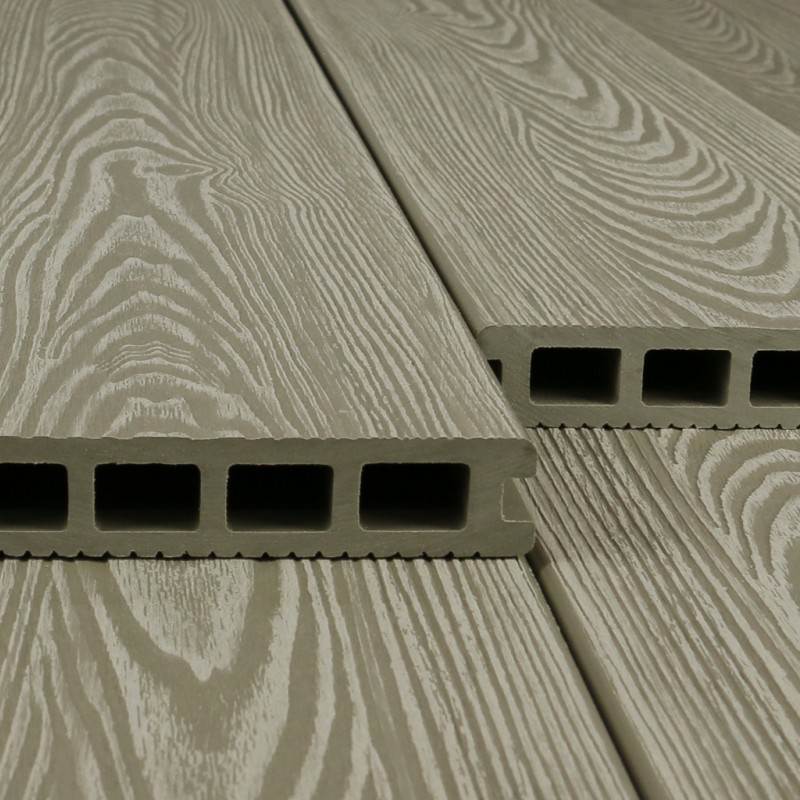 Bausatz, WPC 3D-geprägte Terrassendiele, 25 x 148 mm, wellenstruktur/fein, Eiche