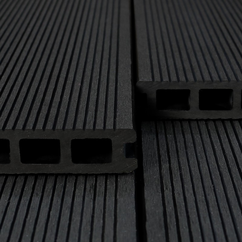 WPC 3D-geprägte Terrassendiele, 25 x 148 mm, wellenstruktur/fein, Anthrazit