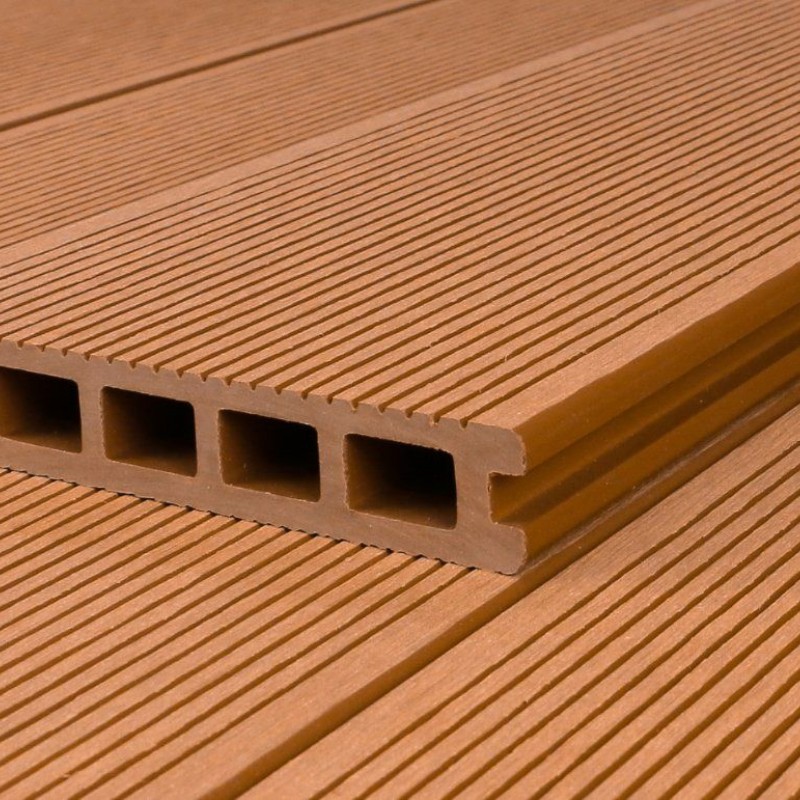 WPC 3D-geprägte Terrassendiele, 25 x 148 mm, wellenstruktur/fein, Hellbraun