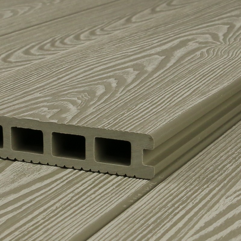 Bausatz, WPC 3D-geprägte Terrassendiele, 25 x 148 mm, wellenstruktur/fein, Eiche