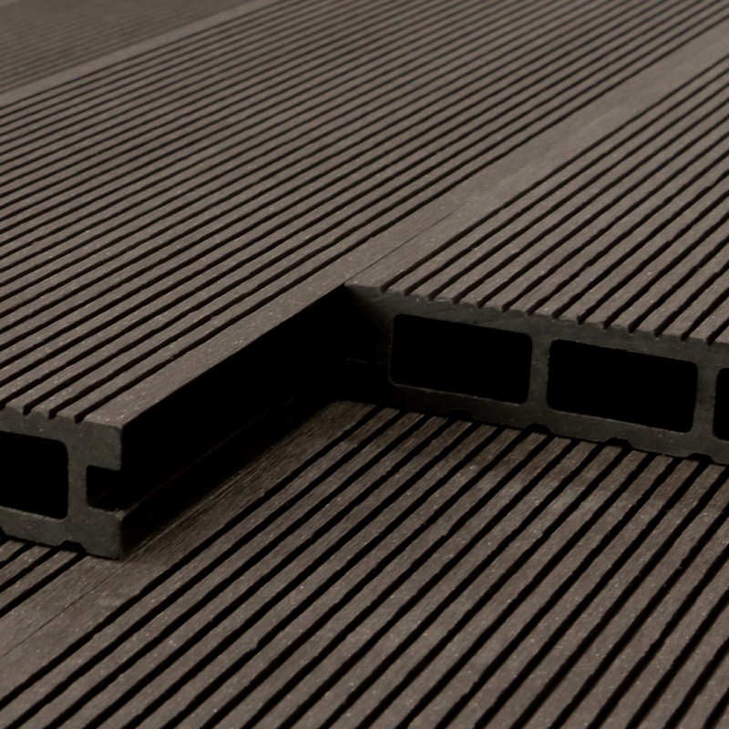 Bausatz, WPC Standard-Terrassendiele Hohldiele, 24 x 146 mm, grob / fein, Dunkelbraun