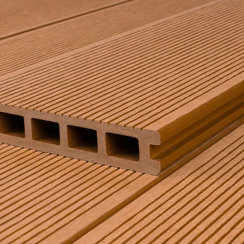 Bausatz, WPC 3D-geprägte Terrassendiele, 25 x 148 mm, wellenstruktur/fein, Braun