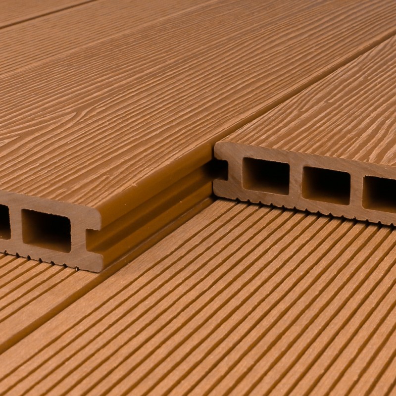 Bausatz, WPC 3D-geprägte Terrassendiele, 25 x 148 mm, wellenstruktur/fein, Braun