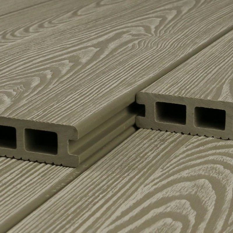 WPC 3D-geprägte Terrassendiele, 25 x 148 mm, wellenstruktur/fein, Eiche